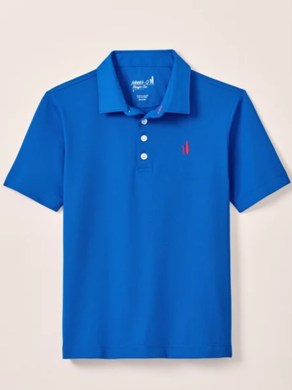 johnnie-O Boys' Performance Polo in Bright Blue with Pink Logo